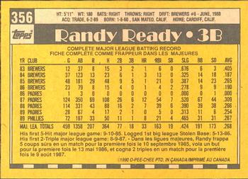 1990 O-Pee-Chee #356 Randy Ready Back