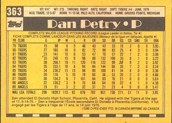 1990 O-Pee-Chee #363 Dan Petry Back