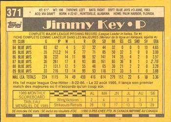 1990 O-Pee-Chee #371 Jimmy Key Back