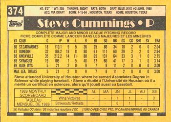 1990 O-Pee-Chee #374 Steve Cummings Back
