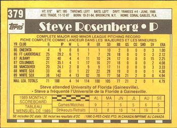 1990 O-Pee-Chee #379 Steve Rosenberg Back