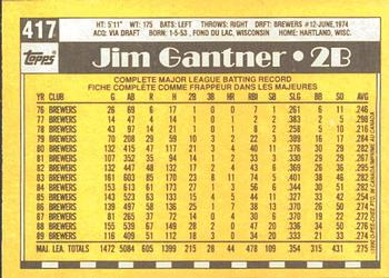 1990 O-Pee-Chee #417 Jim Gantner Back