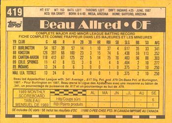 1990 O-Pee-Chee #419 Beau Allred Back