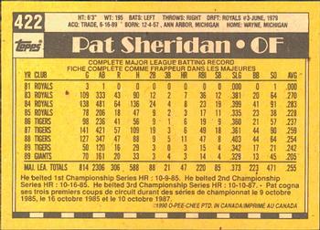 1990 O-Pee-Chee #422 Pat Sheridan Back