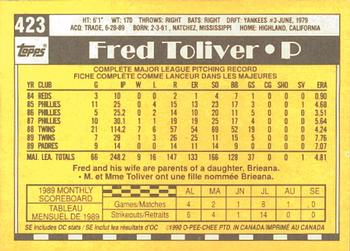 1990 O-Pee-Chee #423 Fred Toliver Back