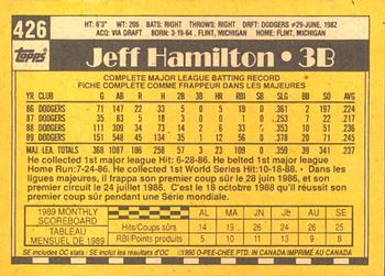 1990 O-Pee-Chee #426 Jeff Hamilton Back