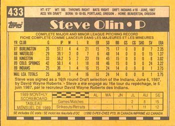 1990 O-Pee-Chee #433 Steve Olin Back
