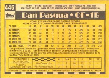 1990 O-Pee-Chee #446 Dan Pasqua Back