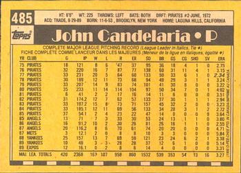 1990 O-Pee-Chee #485 John Candelaria Back