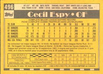 1990 O-Pee-Chee #496 Cecil Espy Back