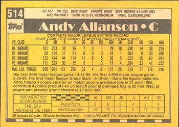 1990 O-Pee-Chee #514 Andy Allanson Back