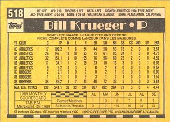 1990 O-Pee-Chee #518 Bill Krueger Back