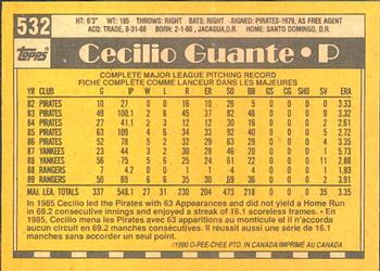 1990 O-Pee-Chee #532 Cecilio Guante Back
