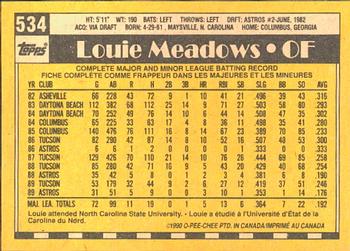 1990 O-Pee-Chee #534 Louie Meadows Back