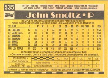 1990 O-Pee-Chee #535 John Smoltz Back