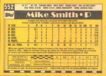1990 O-Pee-Chee #552 Mike Smith Back