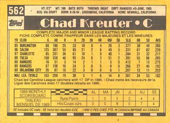 1990 O-Pee-Chee #562 Chad Kreuter Back
