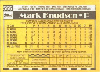 1990 O-Pee-Chee #566 Mark Knudson Back