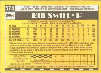 1990 O-Pee-Chee #574 Bill Swift Back