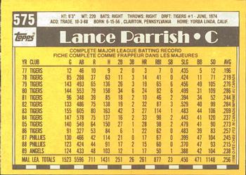 1990 O-Pee-Chee #575 Lance Parrish Back