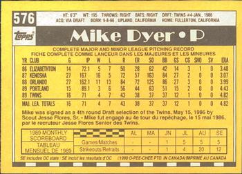1990 O-Pee-Chee #576 Mike Dyer Back