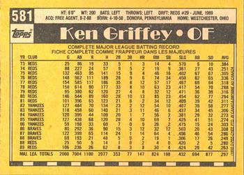 1990 O-Pee-Chee #581 Ken Griffey Back