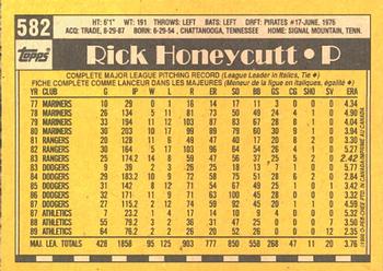 1990 O-Pee-Chee #582 Rick Honeycutt Back