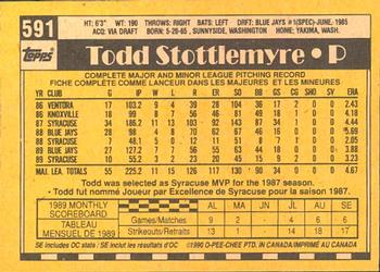 1990 O-Pee-Chee #591 Todd Stottlemyre Back