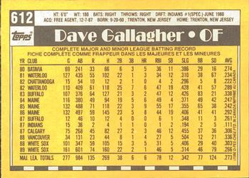 1990 O-Pee-Chee #612 Dave Gallagher Back