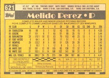 1990 O-Pee-Chee #621 Melido Perez Back