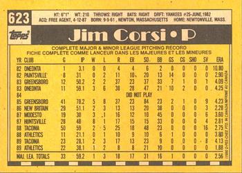 1990 O-Pee-Chee #623 Jim Corsi Back