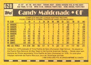 1990 O-Pee-Chee #628 Candy Maldonado Back