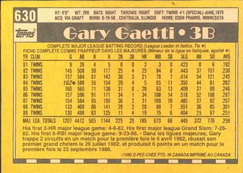 1990 O-Pee-Chee #630 Gary Gaetti Back
