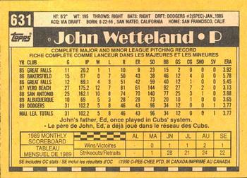 1990 O-Pee-Chee #631 John Wetteland Back