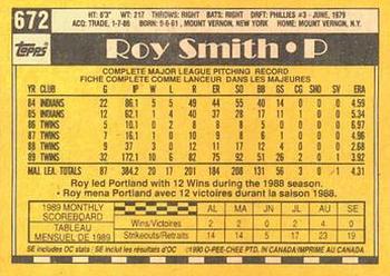 1990 O-Pee-Chee #672 Roy Smith Back
