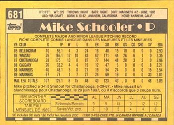 1990 O-Pee-Chee #681 Mike Schooler Back
