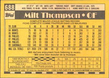 1990 O-Pee-Chee #688 Milt Thompson Back
