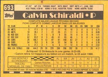 1990 O-Pee-Chee #693 Calvin Schiraldi Back