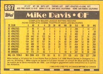 1990 O-Pee-Chee #697 Mike Davis Back
