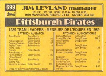 1990 O-Pee-Chee #699 Jim Leyland Back