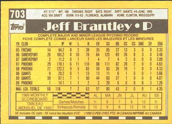 1990 O-Pee-Chee #703 Jeff Brantley Back