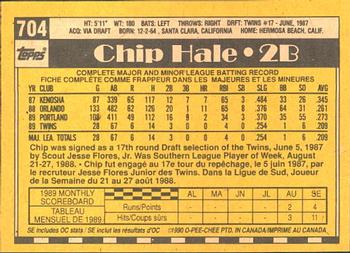 1990 O-Pee-Chee #704 Chip Hale Back