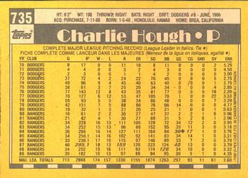 1990 O-Pee-Chee #735 Charlie Hough Back