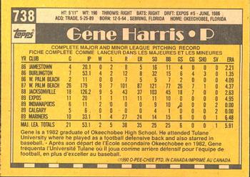 1990 O-Pee-Chee #738 Gene Harris Back
