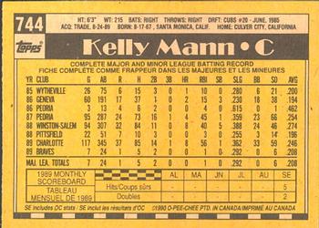 1990 O-Pee-Chee #744 Kelly Mann Back