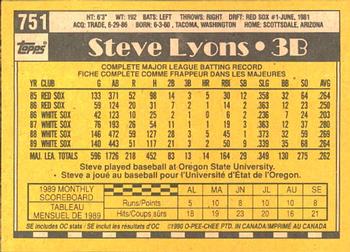1990 O-Pee-Chee #751 Steve Lyons Back