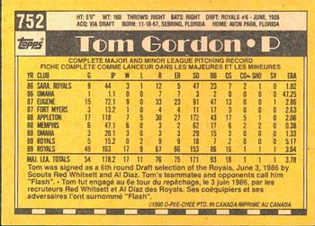 1990 O-Pee-Chee #752 Tom Gordon Back