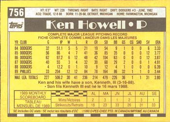1990 O-Pee-Chee #756 Ken Howell Back