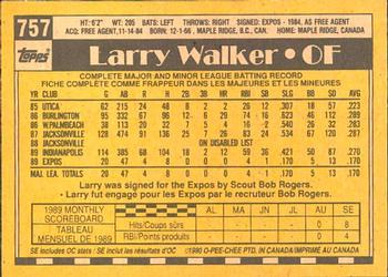 1990 O-Pee-Chee #757 Larry Walker Back