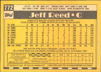 1990 O-Pee-Chee #772 Jeff Reed Back